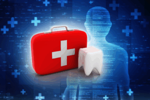a 3D illustration of a dental emergency kit